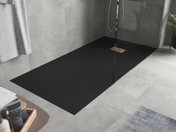 Mexen Hugo rectangular SMC shower tray 180 x 80 cm, black, gold cover - 42708018-G