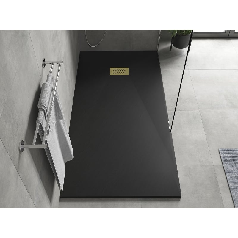 Mexen Hugo SMC rectangular shower tray 170 x 80 cm, black, gold cover - 42708017-G