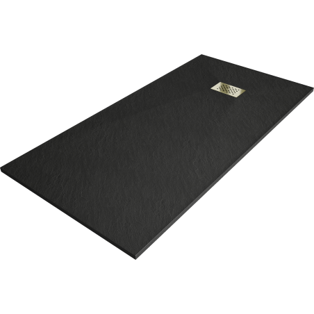 Mexen Hugo rectangular SMC shower tray 180 x 80 cm, black, with gold cover - 42708018-G