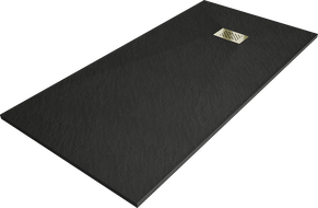 Mexen Hugo rectangular SMC shower tray 180 x 80 cm, black, gold cover - 42708018-G