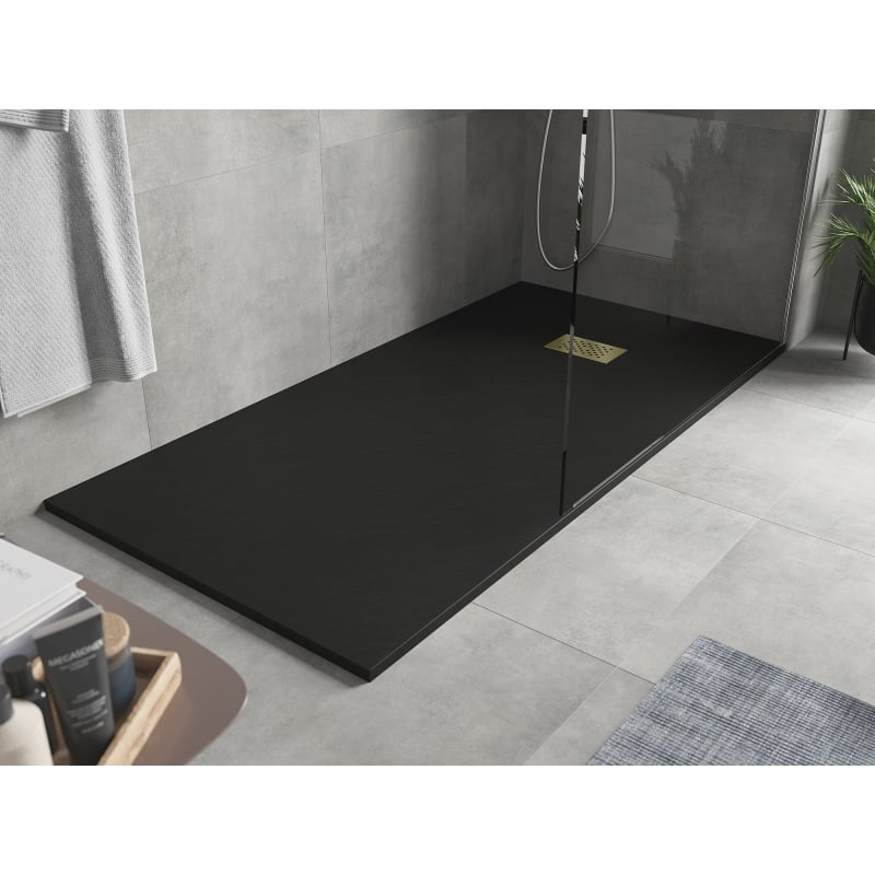 Mexen Hugo SMC rectangular shower tray 170 x 80 cm, black, gold cover - 42708017-G