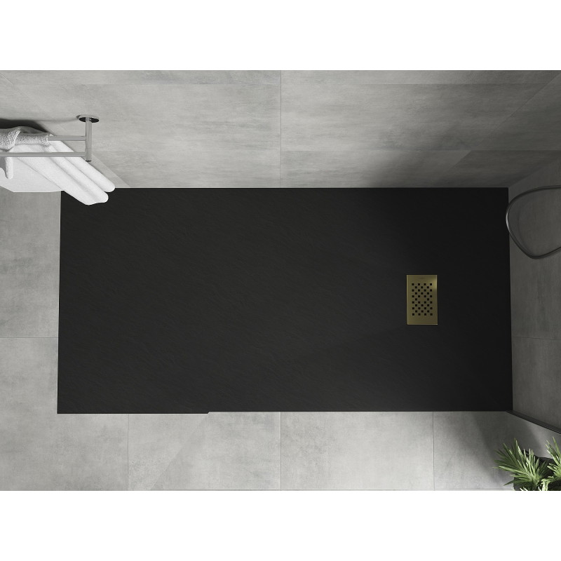 Mexen Hugo rectangular SMC shower tray 170 x 80 cm, black, gold cover - 42708017-G