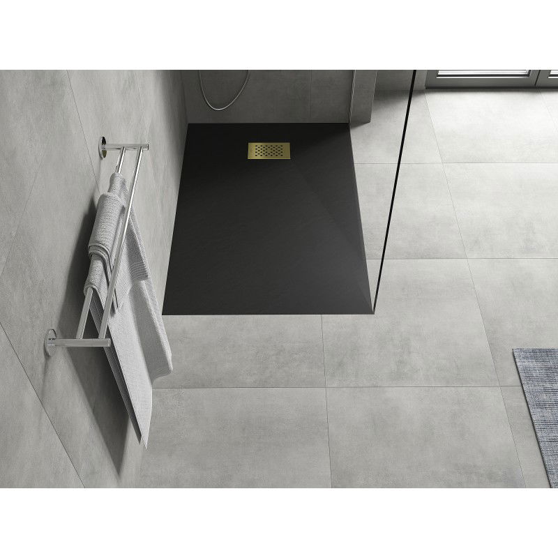 Mexen Hugo rectangular shower tray SMC 110 x 90 cm, black, gold cover - 42709011-G