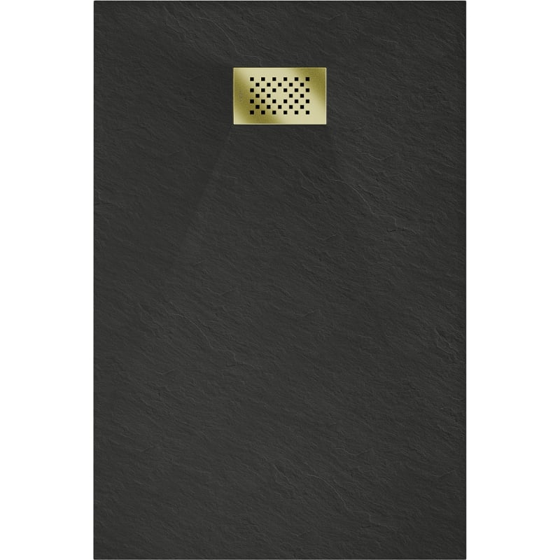 Mexen Hugo rectangular shower tray SMC 120 x 90 cm, black, gold cover - 42709012-G