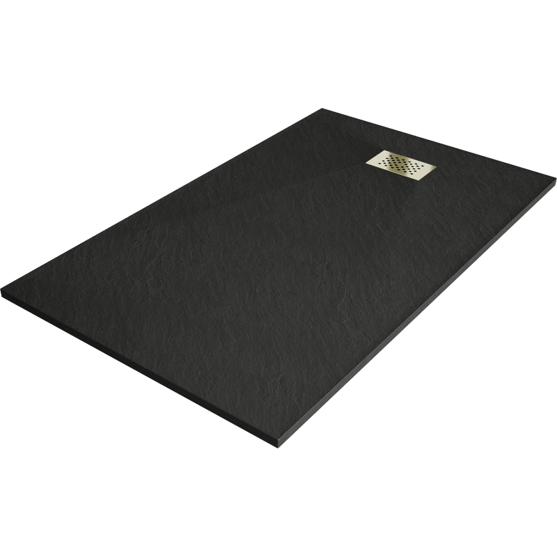 Mexen Hugo Rectangular Shower Tray SMC 140 x 90 cm, Black, Gold Cover - 42709014-G