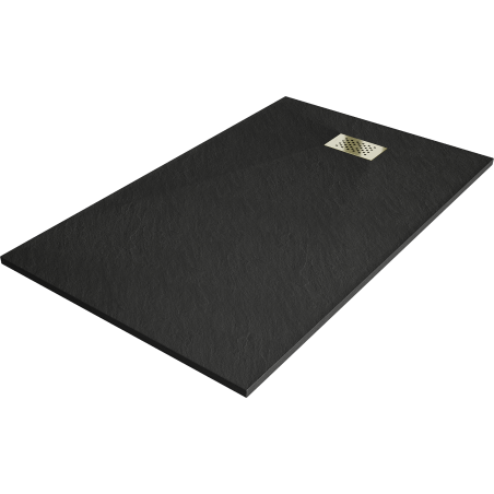 Mexen Hugo Rectangular Shower Tray SMC 140 x 90 cm, Black, Gold Cover - 42709014-G