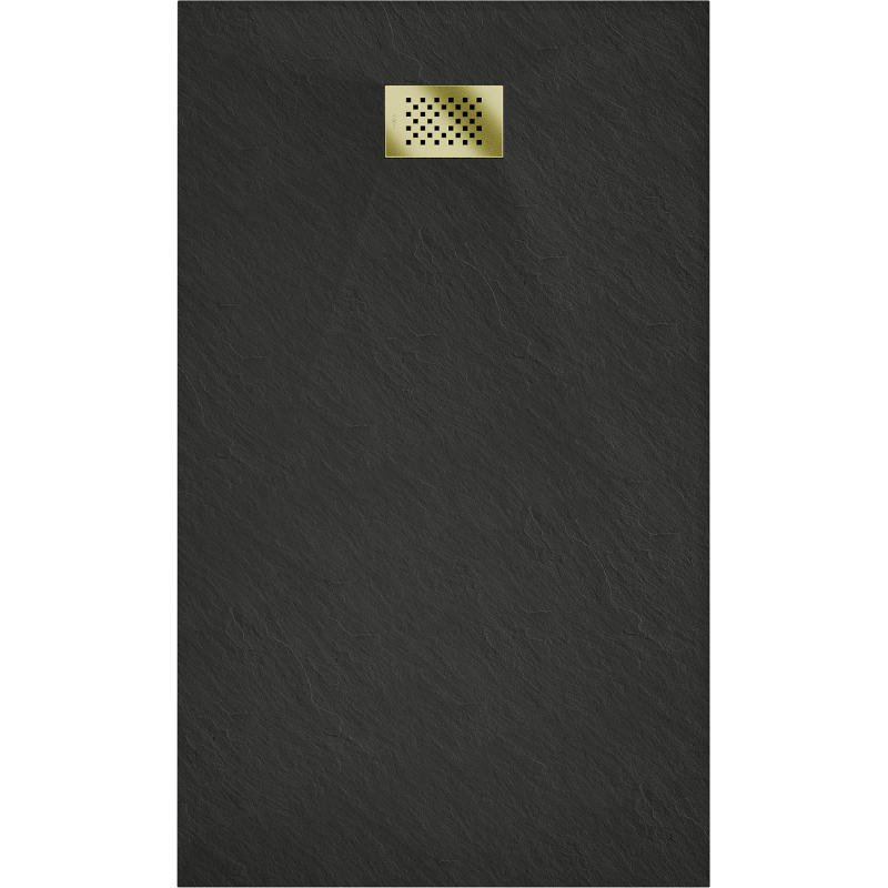 Mexen Hugo rectangular shower tray SMC 140 x 90 cm, black, gold cover - 42709014-G