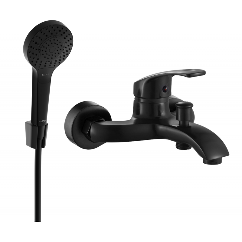 Mexen Fabia R05 bathtub mixer tap with shower head, Black - 74653R05-70