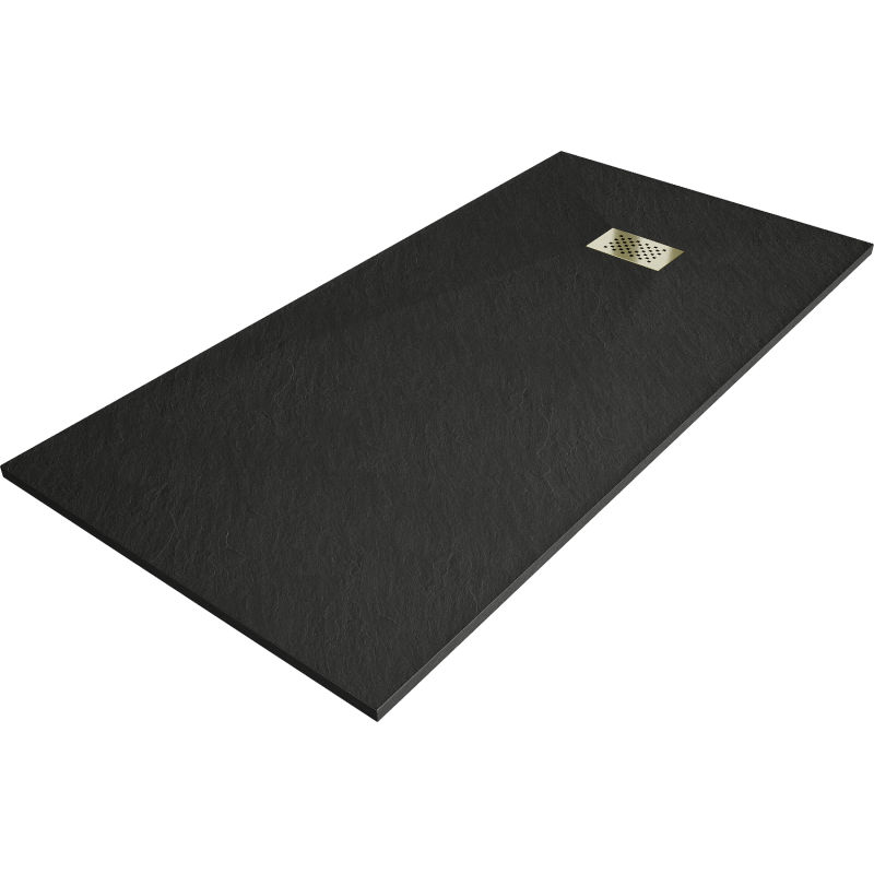 Mexen Hugo rectangular shower tray SMC 170 x 90 cm, black, gold cover - 42709017-G