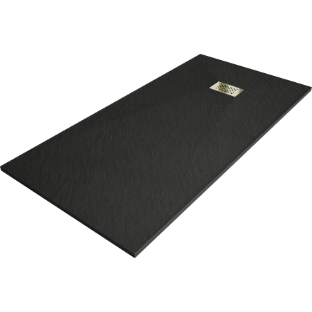 Mexen Hugo rectangular shower tray SMC 180 x 90 cm, black, gold cover - 42709018-G