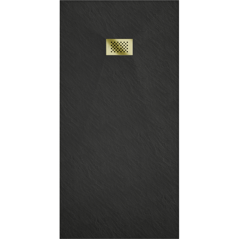 Mexen Hugo rectangular SMC shower tray 180 x 90 cm, black, gold cover - 42709018-G