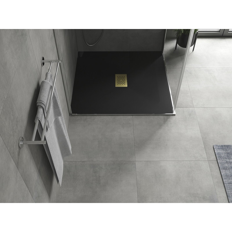 Mexen Hugo square shower tray SMC 100 x 100 cm, black, golden cover - 42701010-G