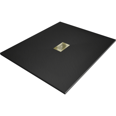 Mexen Hugo rectangular SMC shower tray 110 x 100 cm, black, gold cover - 42701011-G