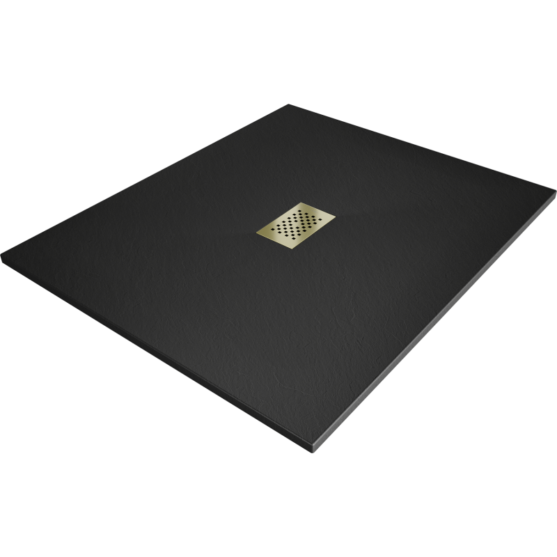 Mexen Hugo SMC Rectangular Shower Tray 120 x 100 cm, Black, Gold Cover - 42701012-G