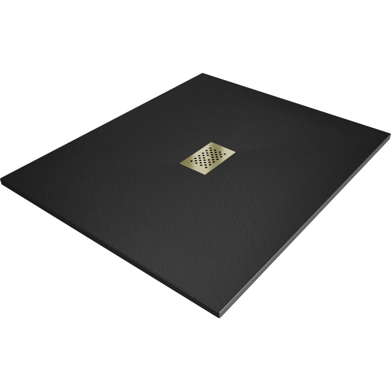 Mexen Hugo rectangular shower tray SMC 140 x 100 cm, black, golden cover - 42701014-G