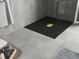Mexen Hugo rectangular shower tray SMC 140 x 100 cm, black, golden cover - 42701014-G
