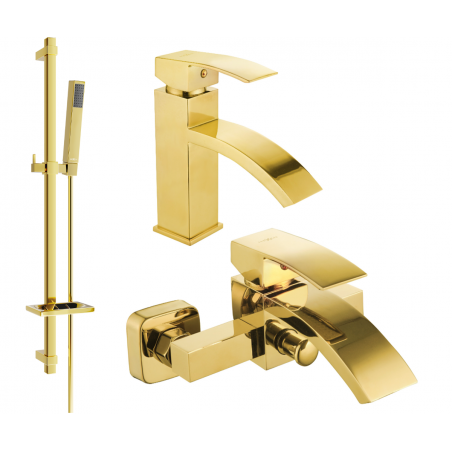 Mexen Libra DQ77 bathtub set, Gold - 745103DQ77-50