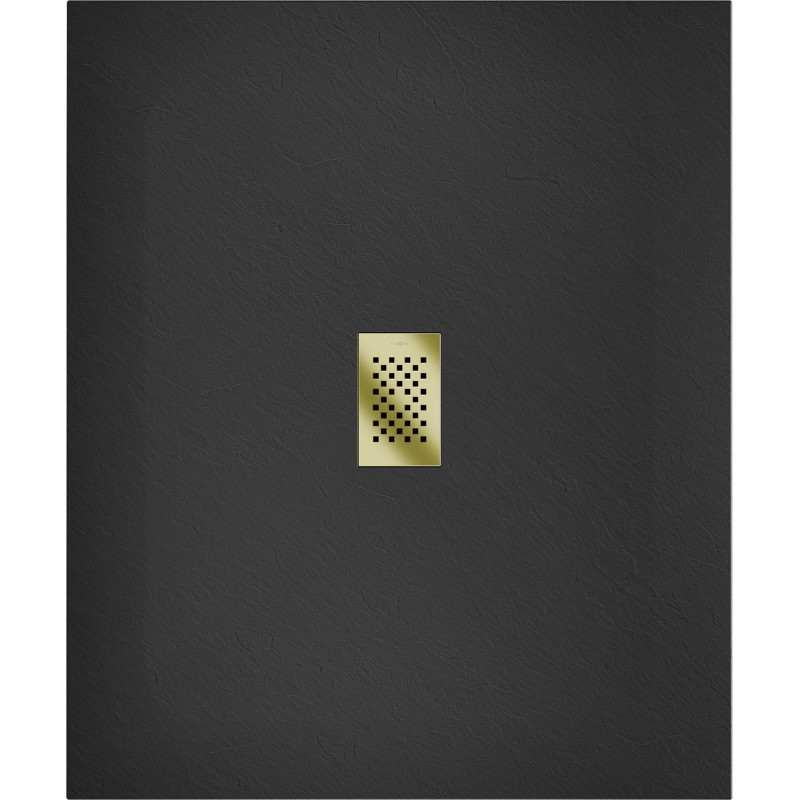 Mexen Hugo rectangular SMC shower tray 110 x 100 cm, black, gold cover - 42701011-G