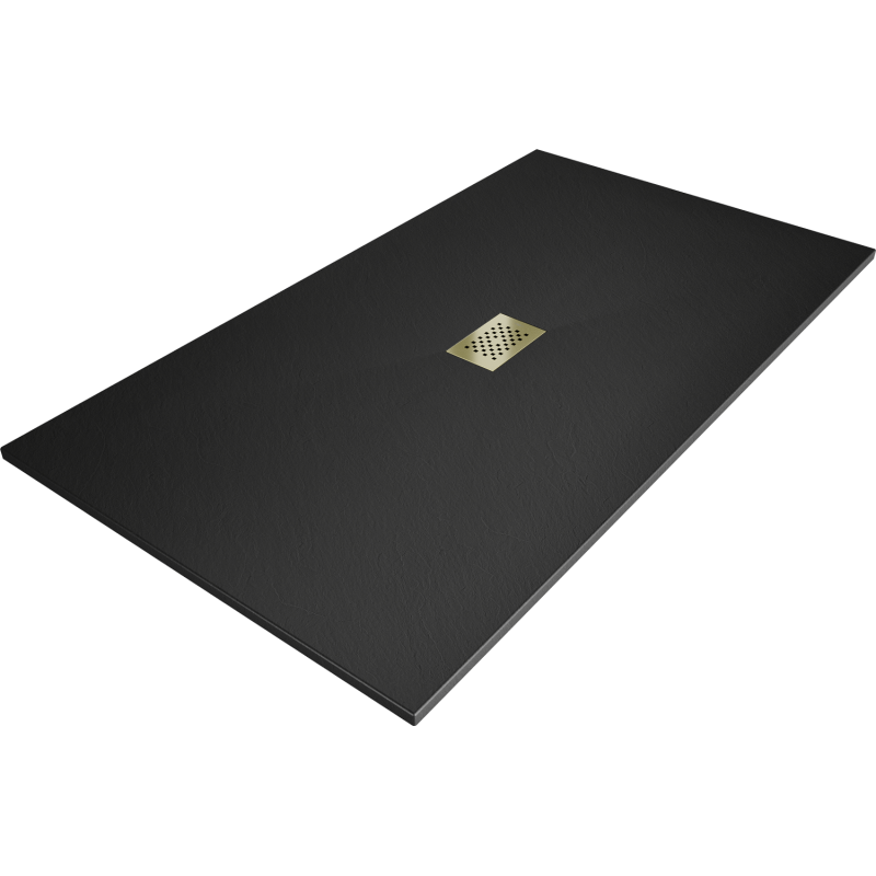 Mexen Hugo SMC Rectangular Shower Tray 150 x 100 cm, Black, Gold Cover - 42701015-G