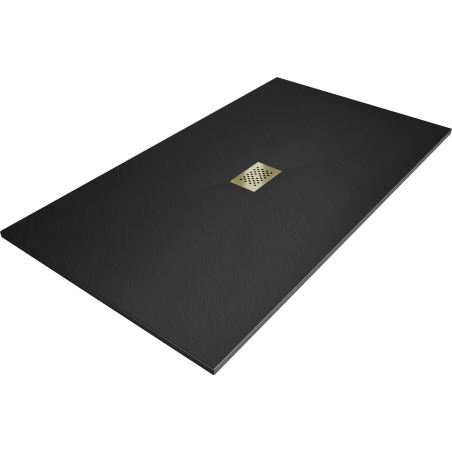 Mexen Hugo SMC Rectangular Shower Tray 150 x 100 cm, Black, Gold Cover - 42701015-G