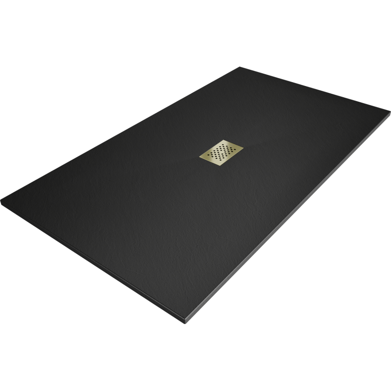 Mexen Hugo SMC Rectangular Shower Tray 160 x 100 cm, Black, Gold Cover - 42701016-G