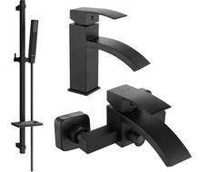 Mexen Libra DQ77 bathtub set, Black - 745103DQ77-70