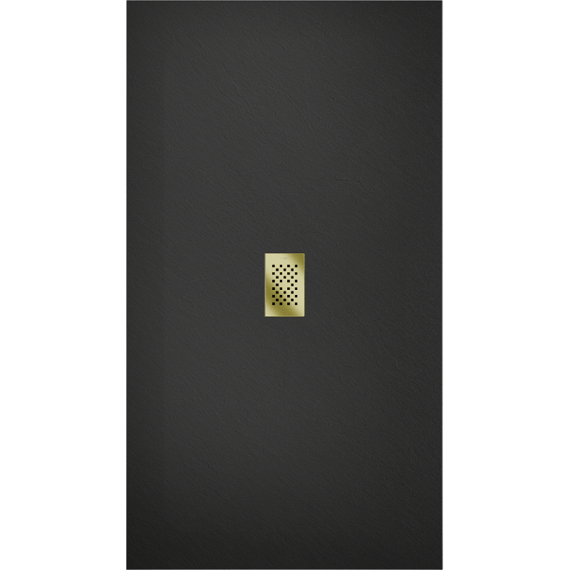Mexen Hugo rectangular shower tray SMC 160 x 100 cm, black, gold cover - 42701016-G