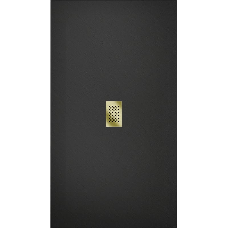 Mexen Hugo rectangular SMC shower tray 160 x 100 cm, black, gold cover - 42701016-G