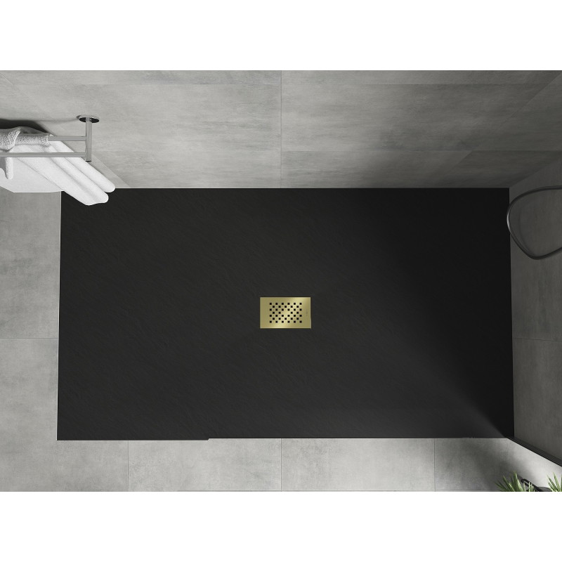 Mexen Hugo rectangular SMC shower tray 170 x 100 cm, black, gold cover - 42701017-G