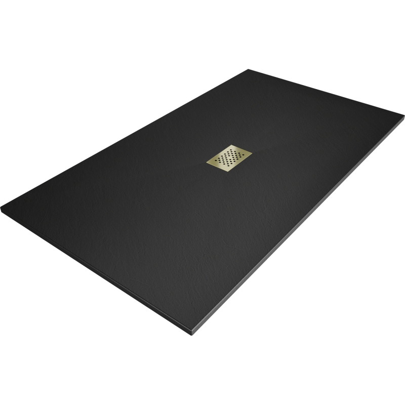 Mexen Hugo SMC Rectangular Shower Tray 170 x 100 cm, Black, Gold Cover - 42701017-G