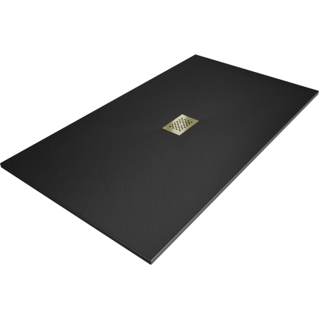 Mexen Hugo rectangular shower tray SMC 200 x 100 cm, black, gold cover - 42701020-G