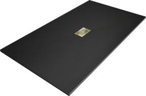 Mexen Hugo rectangular SMC shower tray 200 x 100 cm, black, gold cover - 42701020-G