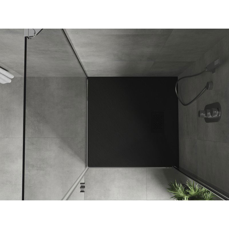 Mexen Hugo square shower tray SMC 90 x 90 cm, black, black cover - 42709090-B