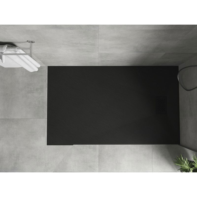 Mexen Hugo rectangular shower tray SMC 140 x 70 cm, black, black cover - 42707014-B