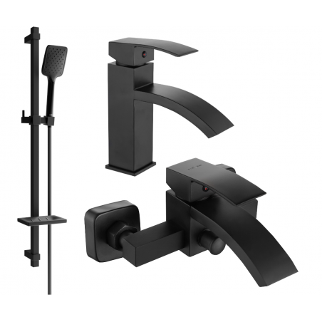 Mexen Libra DQ62 bathtub set, Black - 745103DQ62-70