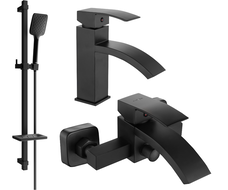 Mexen Libra DQ62 bath set, black - 745103DQ62-70
