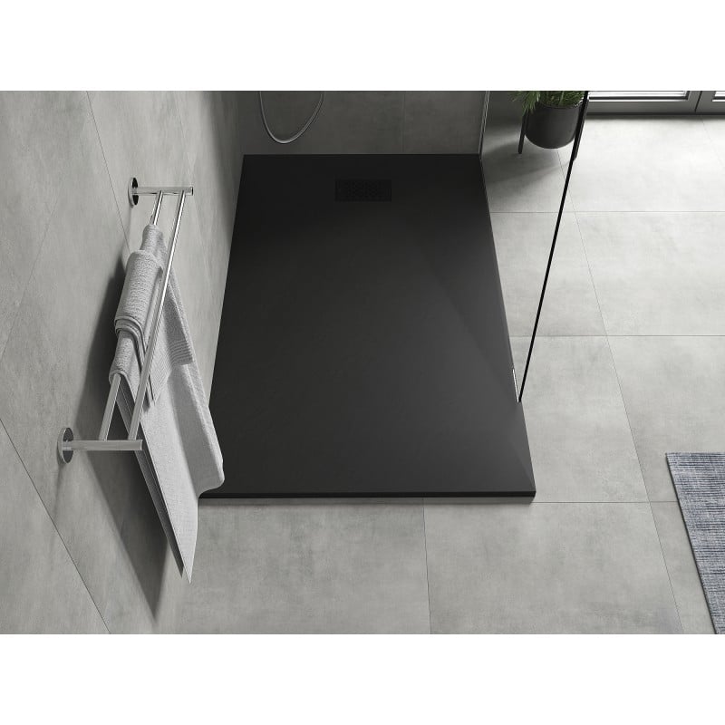 Mexen Hugo rectangular shower tray SMC 140 x 80 cm, black, black cover - 42708014-B