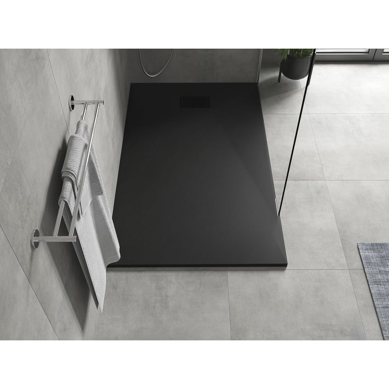 Mexen Hugo rectangular SMC shower tray 140 x 80 cm, black, black cover - 42708014-B