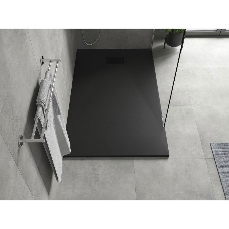 Mexen Hugo rectangular shower tray SMC 160 x 80 cm, black, black cover - 42708016-B