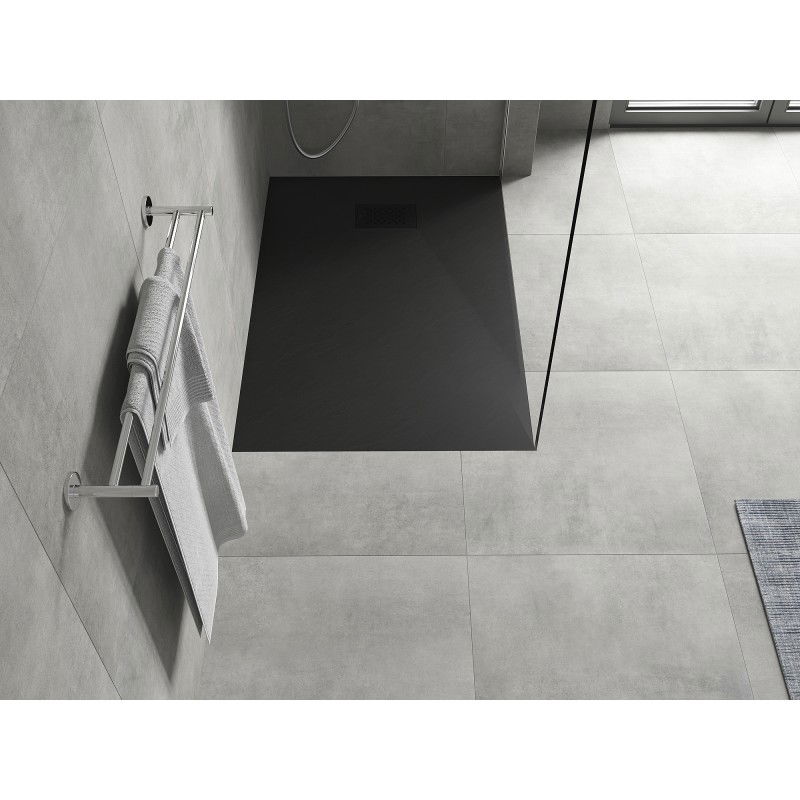 Mexen Hugo rectangular shower tray SMC 130 x 80 cm, black, black cover - 42708013-B