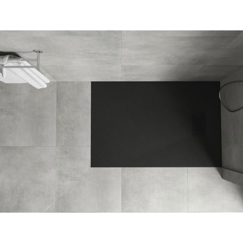Mexen Hugo rectangular SMC shower tray 120 x 80 cm, black, black cover - 42708012-B