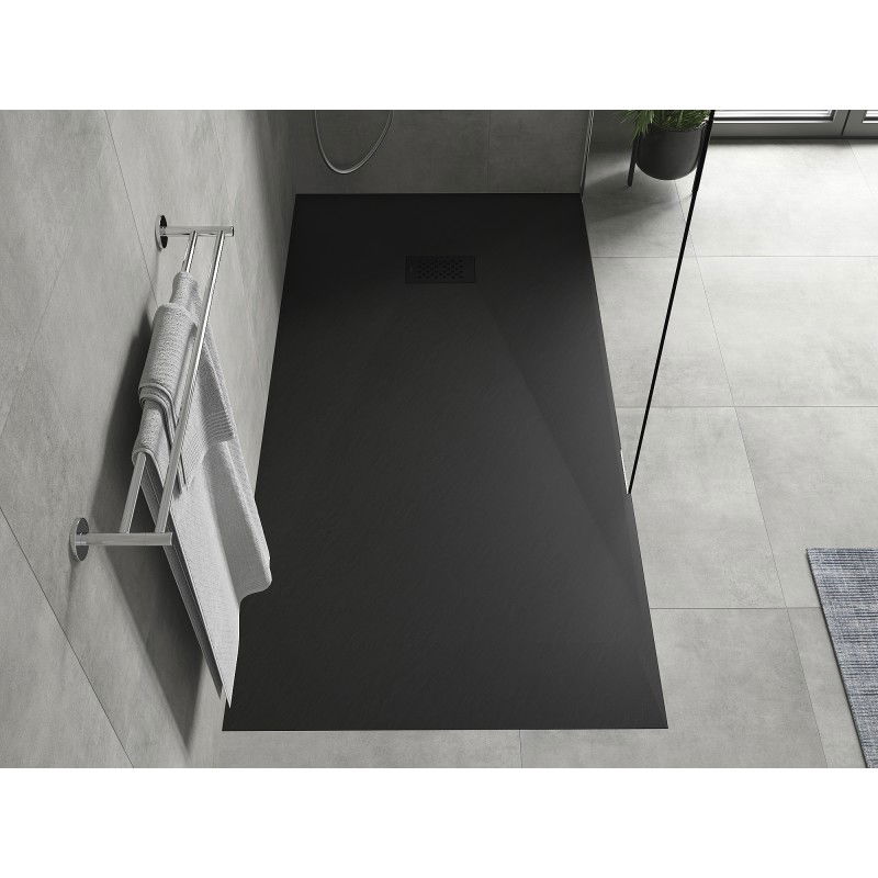 Mexen Hugo rectangular shower tray SMC 170 x 80 cm, black, black cover - 42708017-B