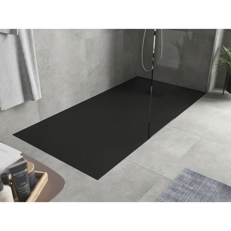 Mexen Hugo rectangular shower tray SMC 170 x 80 cm, black, black cover - 42708017-B