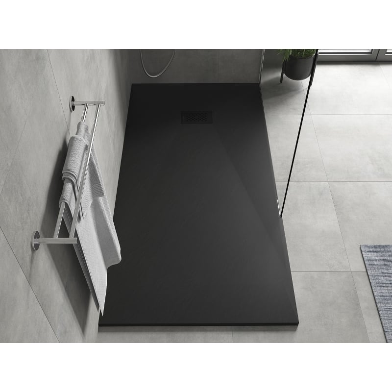 Mexen Hugo SMC Rectangular Shower Tray 170 x 80 cm, Black, Black Cover - 42708017-B