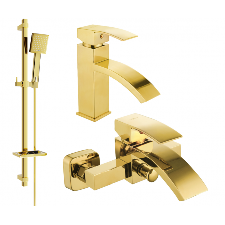 Mexen Libra DQ45 bathtub set, Gold - 745103DQ45-50