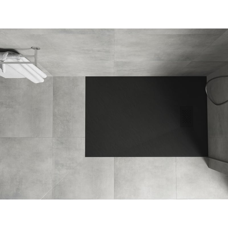 Mexen Hugo rectangular SMC shower tray 130 x 90 cm, black, black cover - 42709013-B