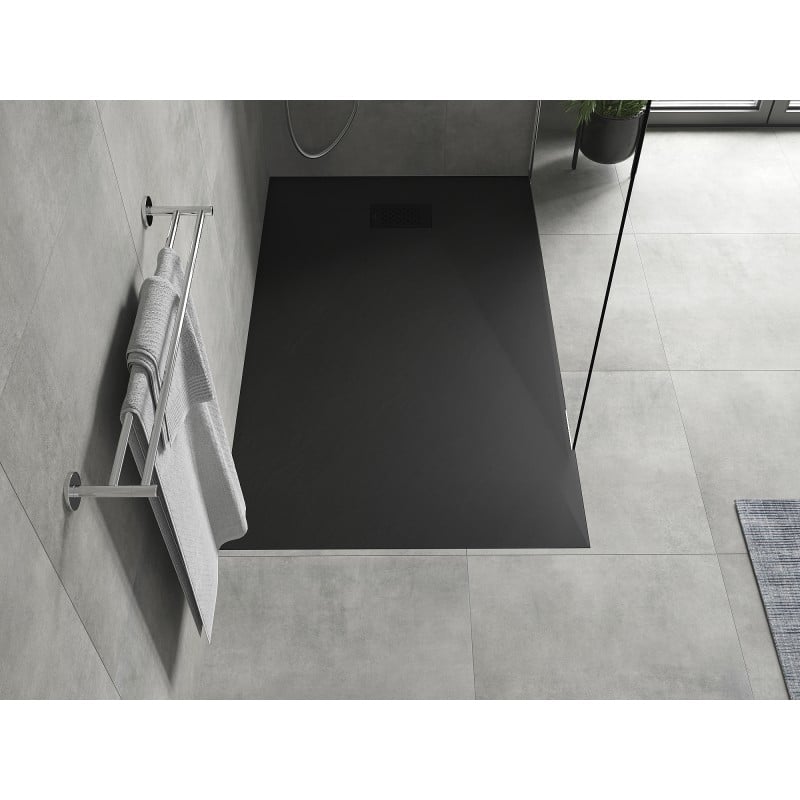 Mexen Hugo rectangular shower tray SMC 160 x 90 cm, black, black cover - 42709016-B