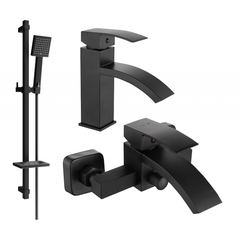 Mexen Libra DQ45 bathtub set, Black - 745103DQ45-70