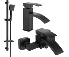 Mexen Libra DQ45 bath set, black - 745103DQ45-70