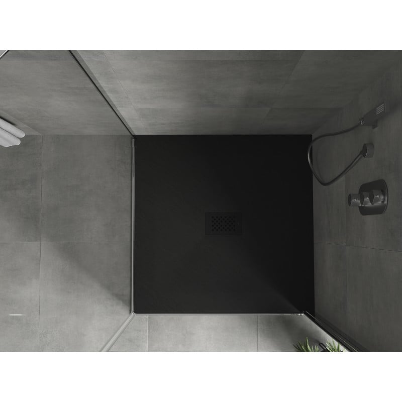 Mexen Hugo square shower tray SMC 100 x 100 cm, black, black cover - 42701010-B